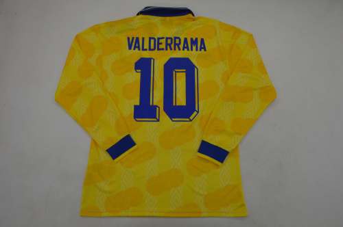 Long Sleeve Retro Jersey 1994 Colombia VALDERRAMA 10 Home Soccer Jersey Vintage Football Shirt