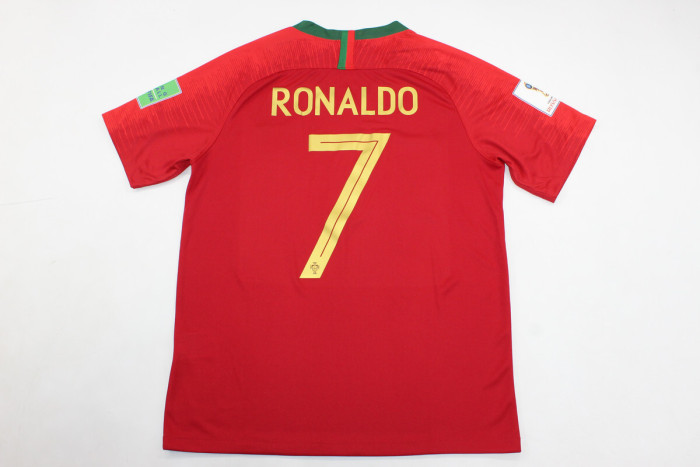 with World Cup Patch Retro Jersey 2018 World Cup Portugal RONALDO 7 Home Soccer Jersey Vintage Football Shirt