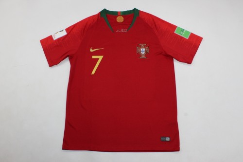 with World Cup Patch Retro Jersey 2018 World Cup Portugal Home Soccer Jersey Vintage Football Shirt