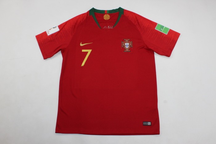 with World Cup Patch Retro Jersey 2018 World Cup Portugal Home Soccer Jersey Vintage Football Shirt