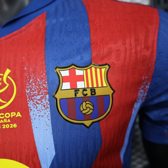 with Supercopa Lettering Barca Camisetas de Futbol Player Version 2025-2026 Barcelona Super Cup Final Orange Soccer Jersey