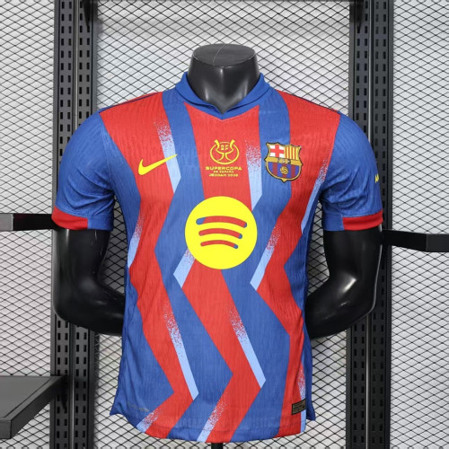 with Supercopa Lettering Barca Camisetas de Futbol Player Version 2025-2026 Barcelona Super Cup Final Orange Soccer Jersey