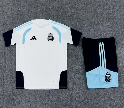 Adult Uniform 2026 Argentina White Soccer Training Jersey and Shorts Football Kits