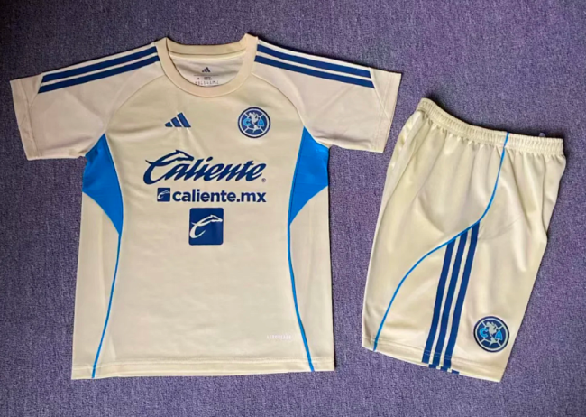 Youth Uniform Kids Kit Club America 2026-2027 Yellow Soccer Training Jersey Shorts Child Football Set