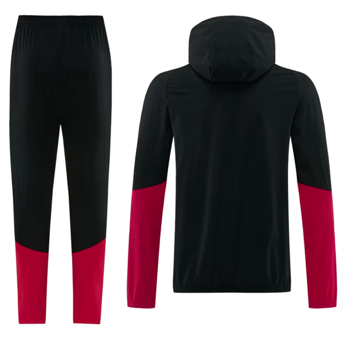 with Caps 2026 BEL Black Soccer Windbreaker Hoodie and Pants Football Hoody