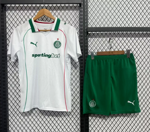 Youth Uniform Kids Kit 2026-2027 Palmeiras Away White Soccer Jersey Shorts Child Football Set