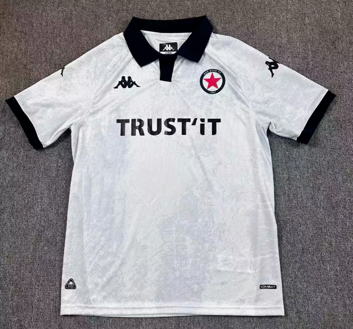 Fan Version 2025-2026 Crvena zvezda Football Shirt Vintage Red Star Belgrade Away White Soccer Jersey