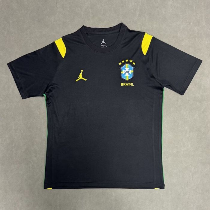 Fan Version 2026 Brazil AJ Black/Yellow Soccer Jersey Brasil Camisetas de Futbol T-shirt