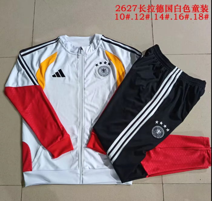 Youth 2025-2026 Germany White Soccer Training Jacket and Pants Football Tracksuit