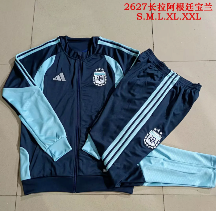 2026 Argentina Dark Blue Soccer Windbreaker Jacket Football Jacket and Pants