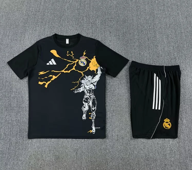 Adult Uniform 2026 Real Madrid Black marvel Soccer Training Jersey and Shorts Football Kits