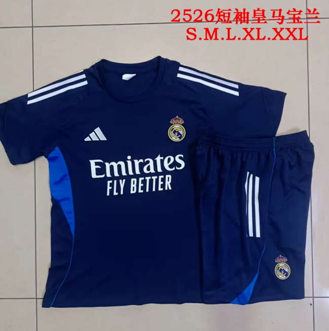 Adult Uniform 2026 Real Madrid Dark Blue Training Jersey and Shorts Football Kits