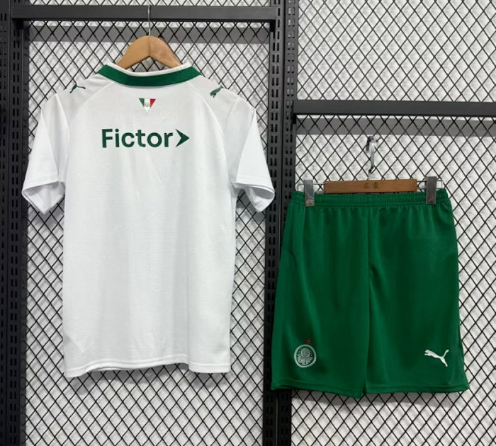 Youth Uniform Kids Kit 2026-2027 Palmeiras Away White Soccer Jersey Shorts Child Football Set