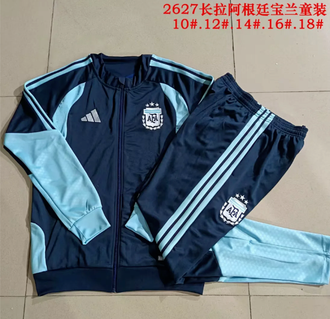 Youth 2025-2026 Argentina Dark Blue Soccer Training Jacket and Pants Football Tracksuit