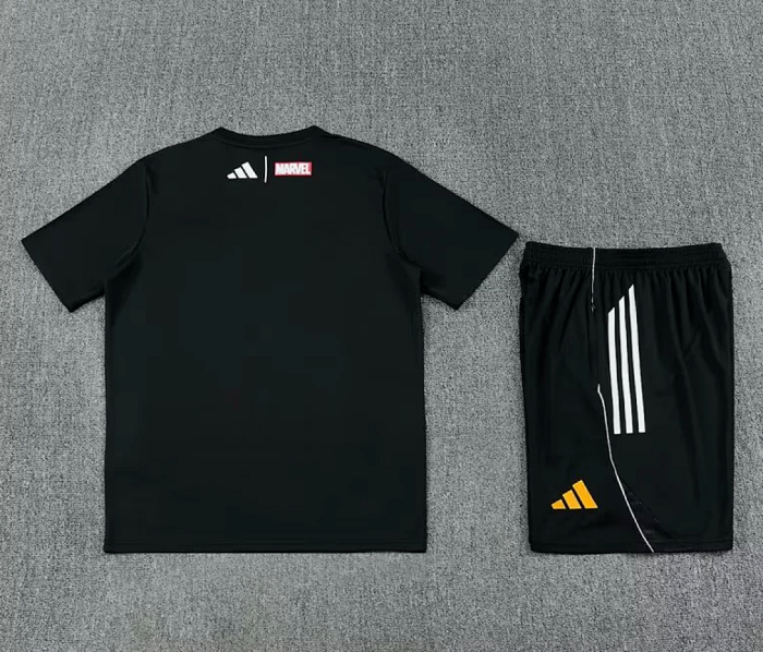 Adult Uniform 2026 Real Madrid Black marvel Soccer Training Jersey and Shorts Football Kits