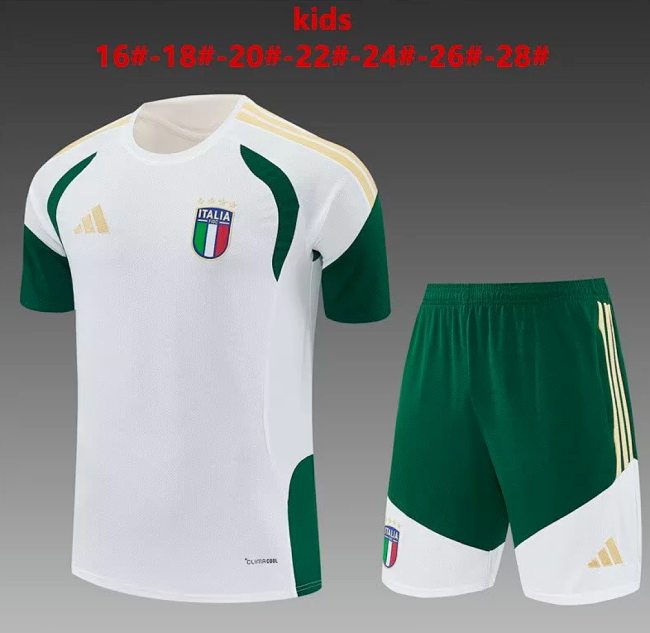 Youth Uniform Kids Kit 2026 Italy White Soccer Training Jersey Shorts  Child Football Set