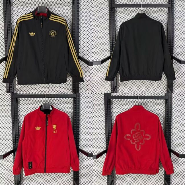 2025-2026 Manchester United Chinese Horse Year Version Soccer Reversible Windbreaker Jacket Football Jacket