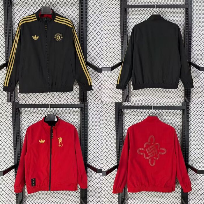 2025-2026 Manchester United Chinese Horse Year Version Soccer Reversible Windbreaker Jacket Football Jacket