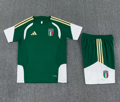 Adult Uniform 2026 Italy Green Soccer Training Jersey and Shorts Football Kits