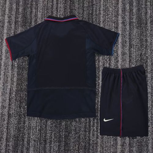 Retro Youth Uniform Kids Kit 2002-2003 Barcelona Third Away Black Soccer Jersey Shorts Vintage Child Football Set