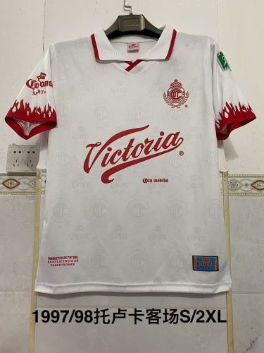 Retro Jersey 1997-1998 Deportivo Toluca Away White Soccer Jersey Vintage Football Shirt