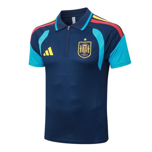 with Zipper Player Version 2026 Spain Dark Blue Soccer Polo
