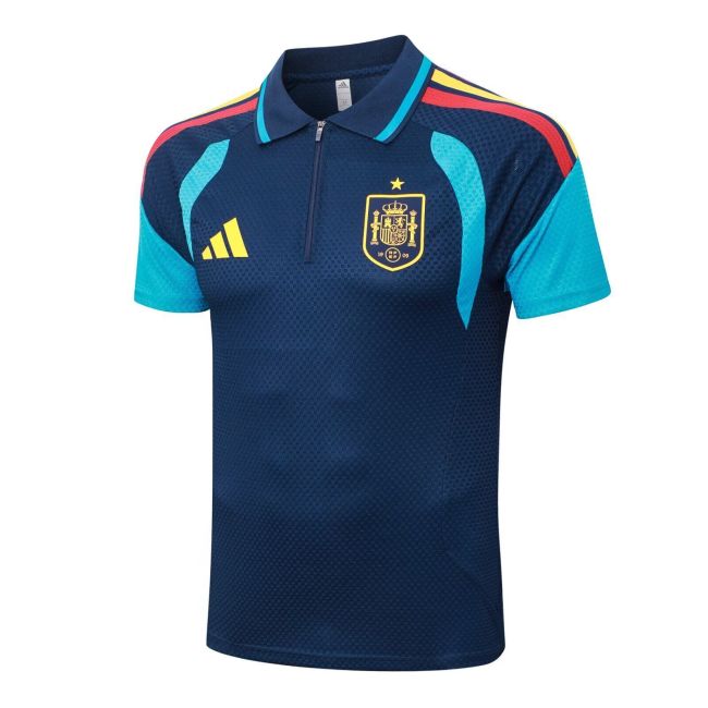 with Zipper Player Version 2026 Spain Dark Blue Soccer Polo