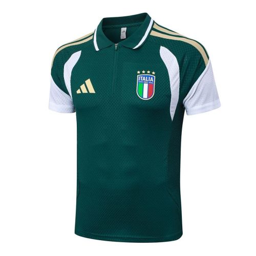 with Zipper Player Version 2026 Italy Green Soccer Polo
