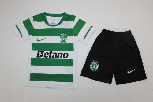 Youth Uniform Kids Kit 2025-2026 Sporting Lisbon Home Soccer Jersey Shorts Child Football Set