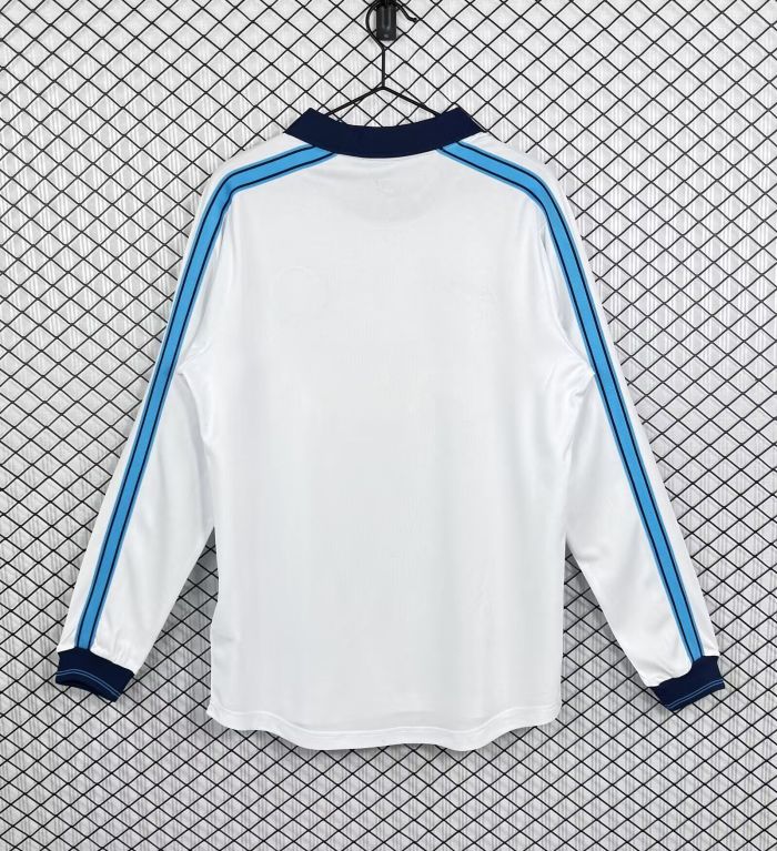 Long Sleeve Retro Jersey 1998-1999 Calcio Napoli Away White Soccer Jersey Napoles Vintage Football Shirt