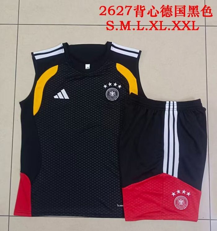 Adult Uniform 2025-2026 Germany Black Soccer Training Vest and Shorts Football Set