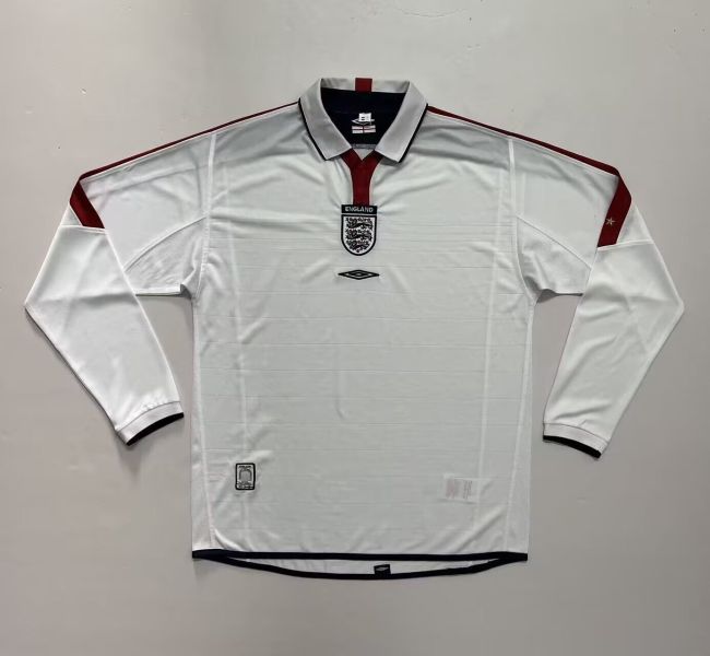Long Sleeve Retro Jersey 2004 England Home Soccer Jersey Vintage Football Shirt