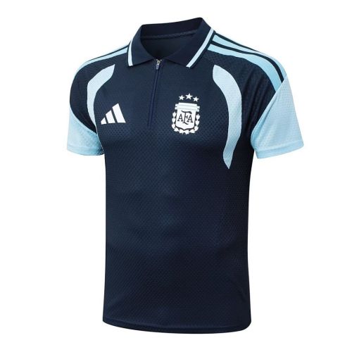 with Zipper Player Version 2026 Argentina Dark Blue Soccer Polo