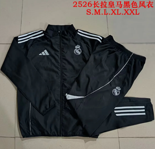 2026 Real Madrid Black Soccer Windbreaker Jacket Football Jacket and Pants