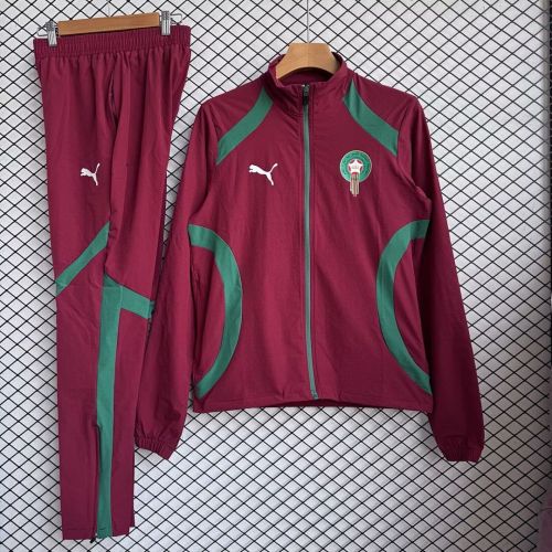 2026 Morocco Red/Green Soccer Windbreaker Jacket Football Jacket and Pants
