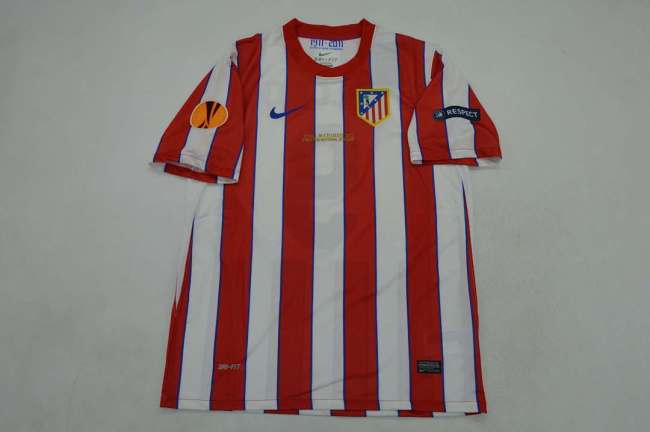 with Front Lettering+Europa League Patch Retro Jersey 2011-2012 Atletico Madrid Europa Final Home Soccer Jersey Vintage Football Shirt