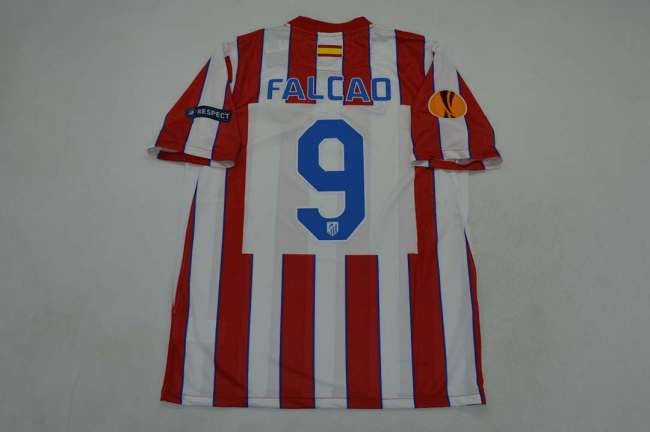 with Front Lettering+Europa League Patch Retro Jersey 2011-2012 Atletico Madrid FALCAO 9 Europa Final Home Soccer Jersey Vintage Football Shirt