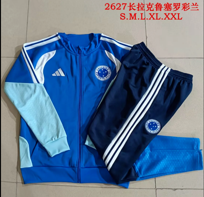 2026 Cruzeiro Blue Soccer Windbreaker Jacket Football Jacket and Pants