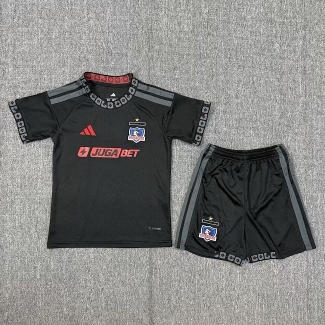 Youth Uniform Kids Kit 2026-2027 Colo Colo Away Black Soccer Jersey Shorts Child Football Set