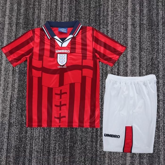 Retro Youth Uniform Kids Kit England 1998 Away Soccer Jersey Shorts Child Football Set
