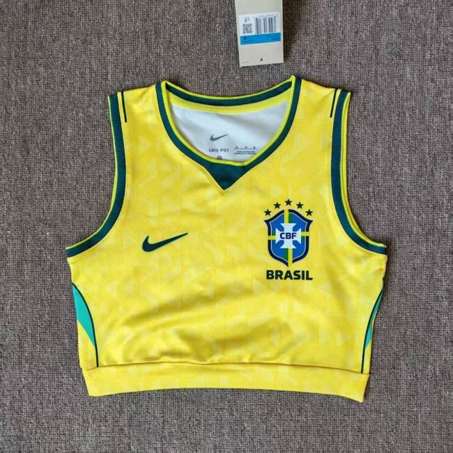 Women 2026 Brazil Home Soccer Yoga Vest Girl Football Jersey