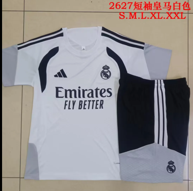 Adult Uniform 2026 Real Madrid White Soccer Training Jersey and Shorts Football Kits