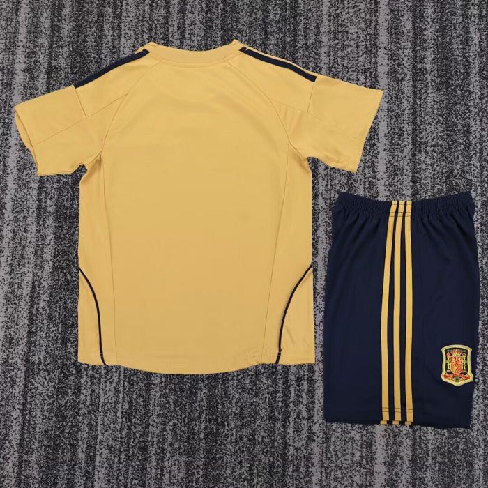 Retro Youth Uniform Kids Kit 2008 Spain Away Soccer Jersey Shorts Child Football Set