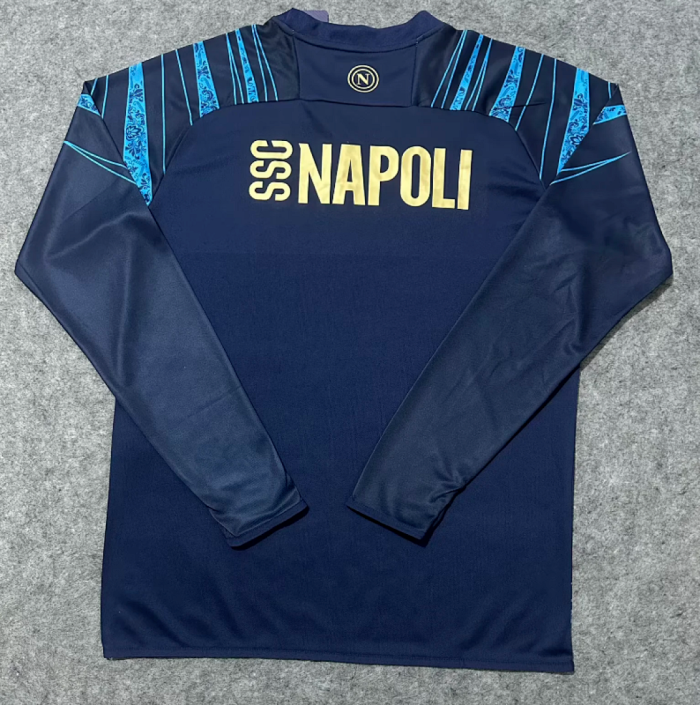 Long Sleeve 2025-2026 Calcio Napoli Dark Blue Football Training Shirt Napoles Soccer Jersey