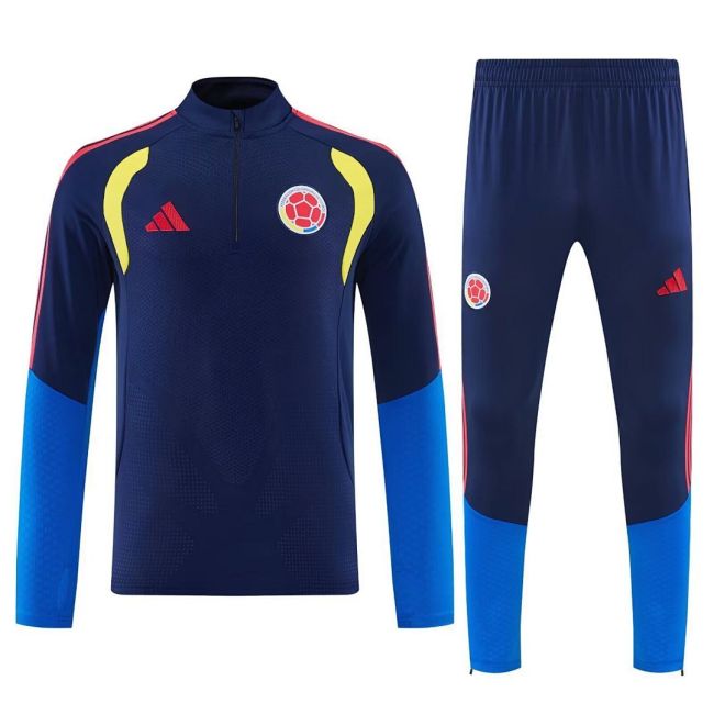 2026 Colombia Dark Blue Soccer Training Sweater and Pants Football Kit