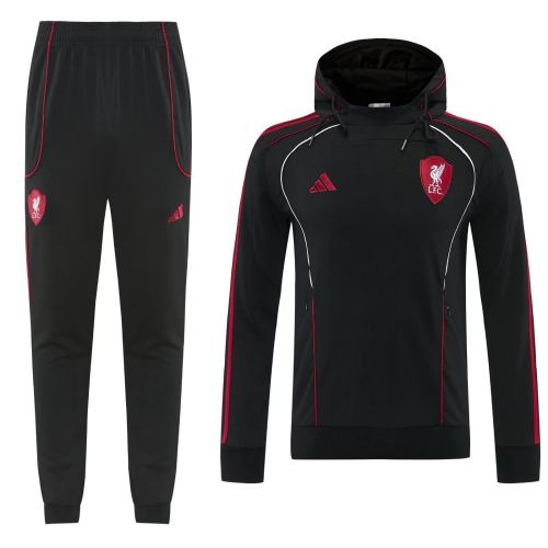 with Caps 2026 Liverpool Black Soccer Windbreaker Jacket Football Jacket and Pants