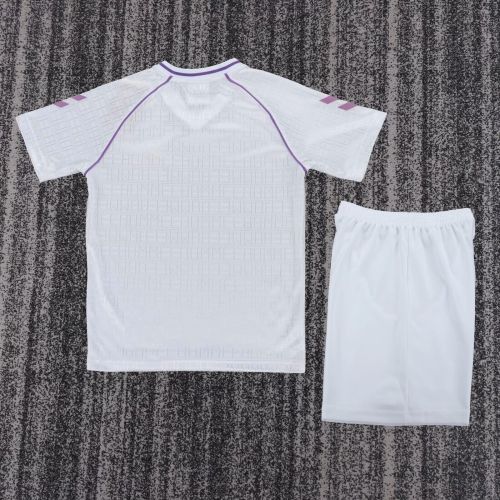 Retro Youth Uniform Kids Kit 1990-1991 Real Madrid Home Soccer Jersey Shorts Vintage Child Football Set