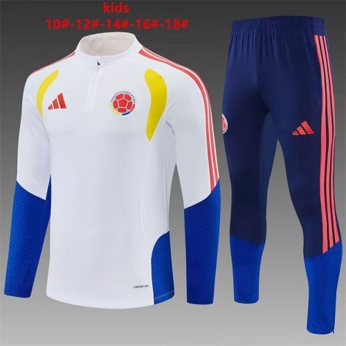 Youth 2026-2027 Colombia White Soccer Training Sweater and Pants Child Football Kit