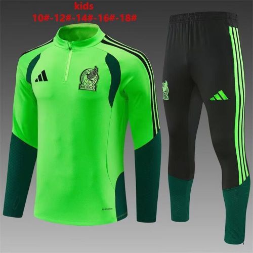 Youth 2026-2027 Mexico Light Green Soccer Training Sweater and Pants Child Football Kit