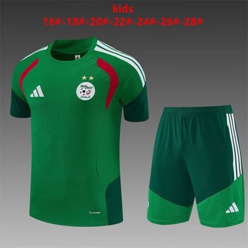 Youth Uniform Kids Kit 2026 Algeria Green Soccer Training Jersey Shorts  Child Football Set